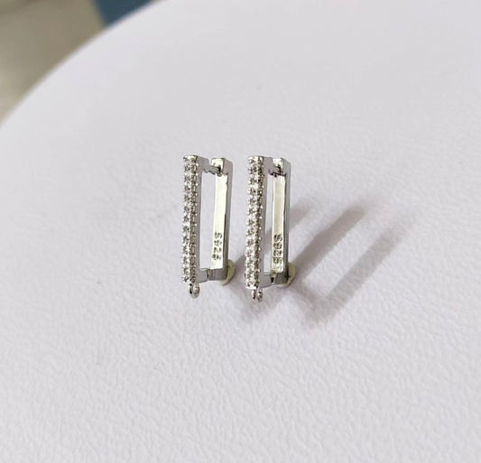 Rhodium CZ Rectangle stud