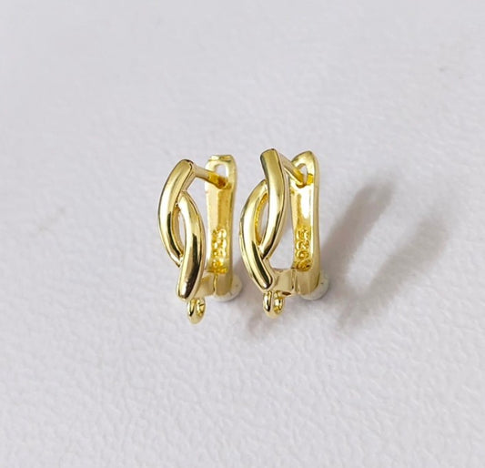 18K Gold Plated Hollow Twisted Stud - 1 Pair