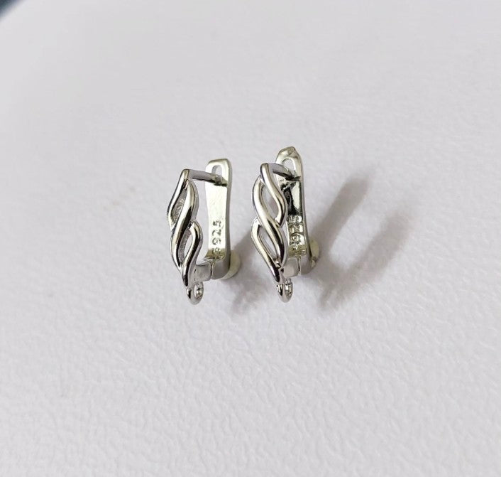 Rhodium Hollow Double Twisted Stud