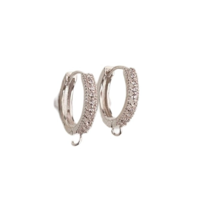 Circle Hoops with Rhinestone - 1 Pair