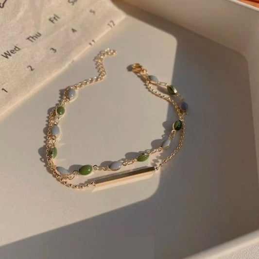 Multi Color Oval Bead Bracelet
