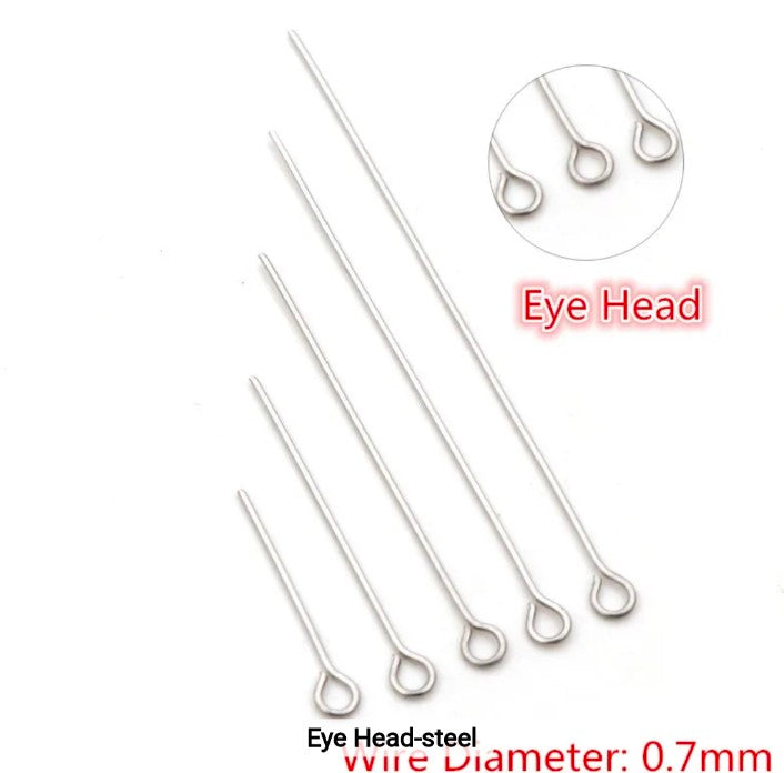 Stainless steel Eye Head Pin - Pack of 10 pieces