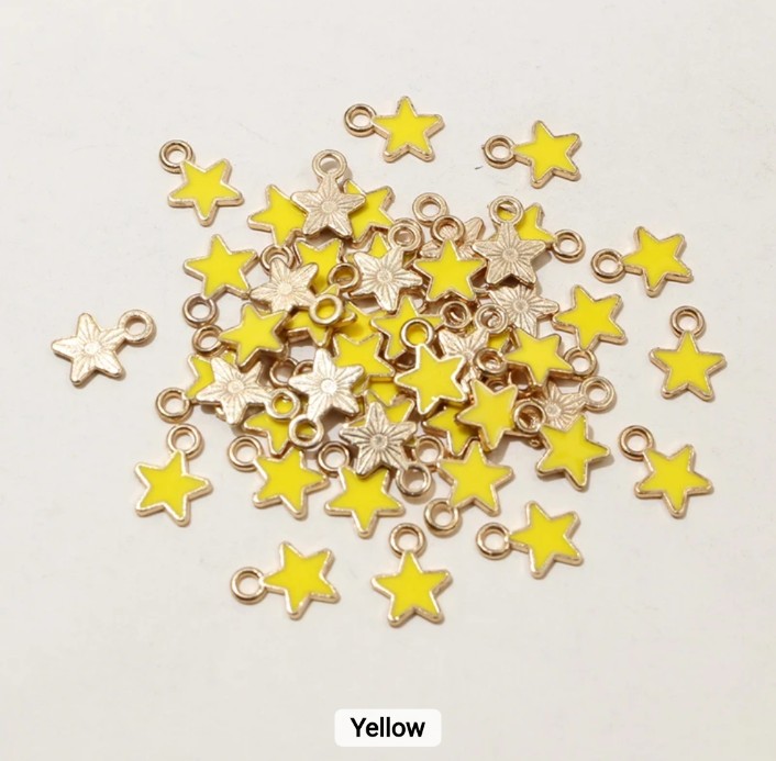 Star Enamel Charm 6*8mm - Pack of 5 Pieces