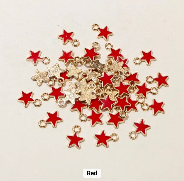 Star Enamel Charm 6*8mm - Pack of 5 Pieces