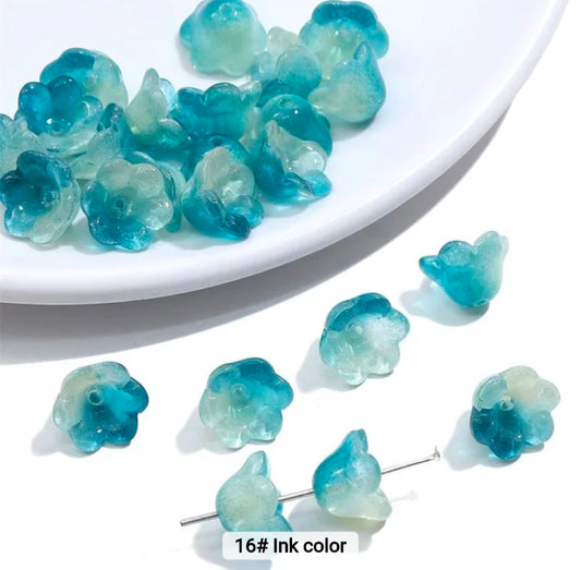 Gradient Ink Blue Orchid Glass Bead 12*7mm - 1 Piece