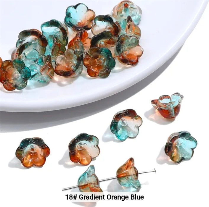 Gradient Orange Blue Orchid Glass Bead 12*7mm - 1 Piece