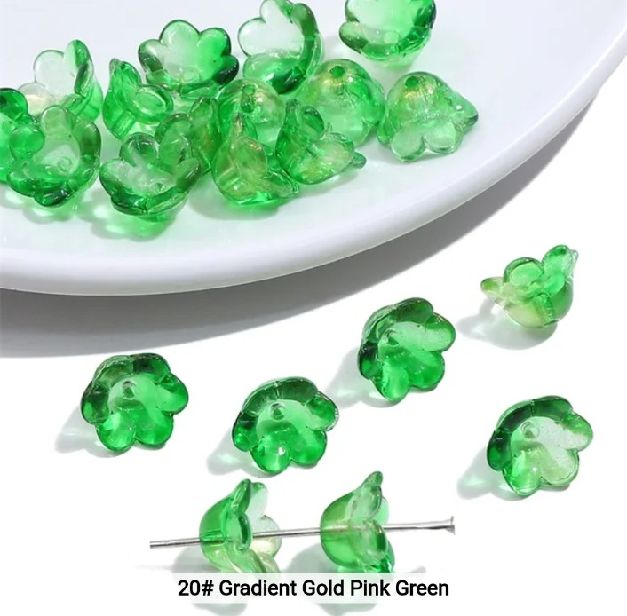 Gradient Gold Green Orchid Glass Bead 12*7mm - 1 Piece