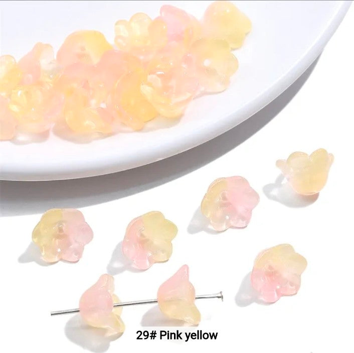 Gradient Pink Yellow Orchid Glass Bead 12*7mm - 1 Piece