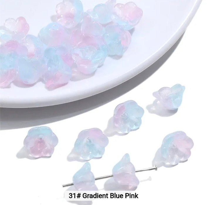 Gradient Blue Pink Orchid Glass Bead 12*7mm - 1 Piece