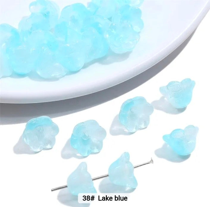 Lake Blue Orchid Glass Bead 12*7mm - 1 Piece