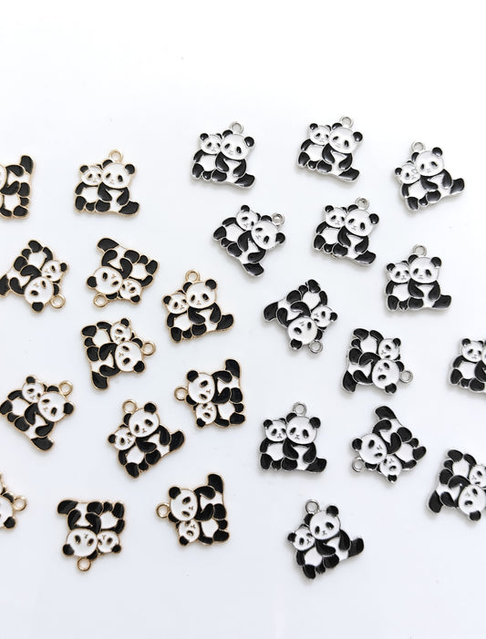 Mom & Kid Panda Enamel Charm - 1 Piece