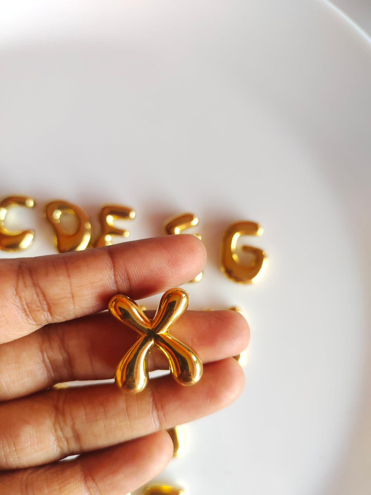Bubble Alphabet SS 18k Gold PVD Plated Bead Charm - 1 Piece - Anti Tarnish
