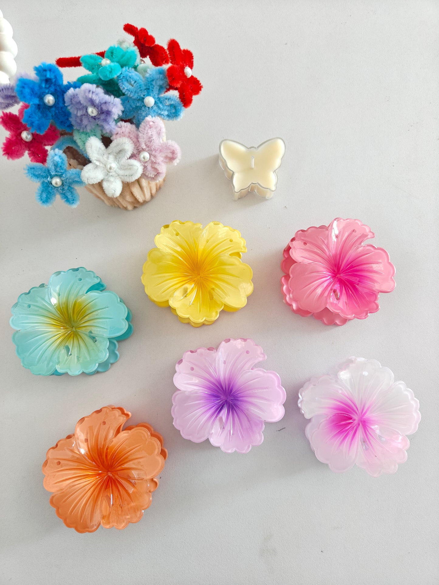 Glossy Hibiscus Claw Clips - Big Size