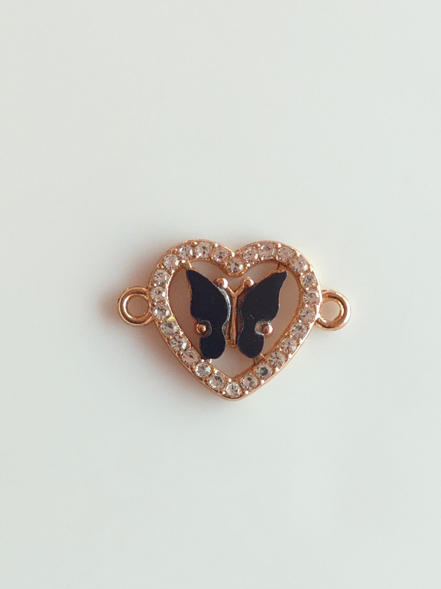 Stone Heart Butterfly Charm - 1 Piece
