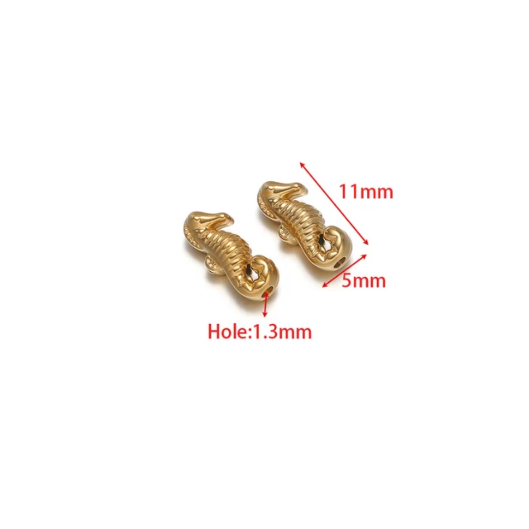 Sea Horse SS 18k Gold PVD Plated Bead Charm - 1 Piece