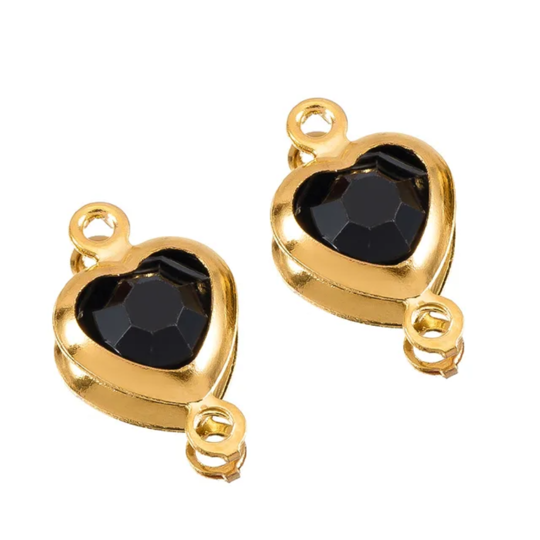 ZC Heart Connector Charm - 18k Gold PVD Plated Stainless Steel- Anti Tarnish  - 1 Piece