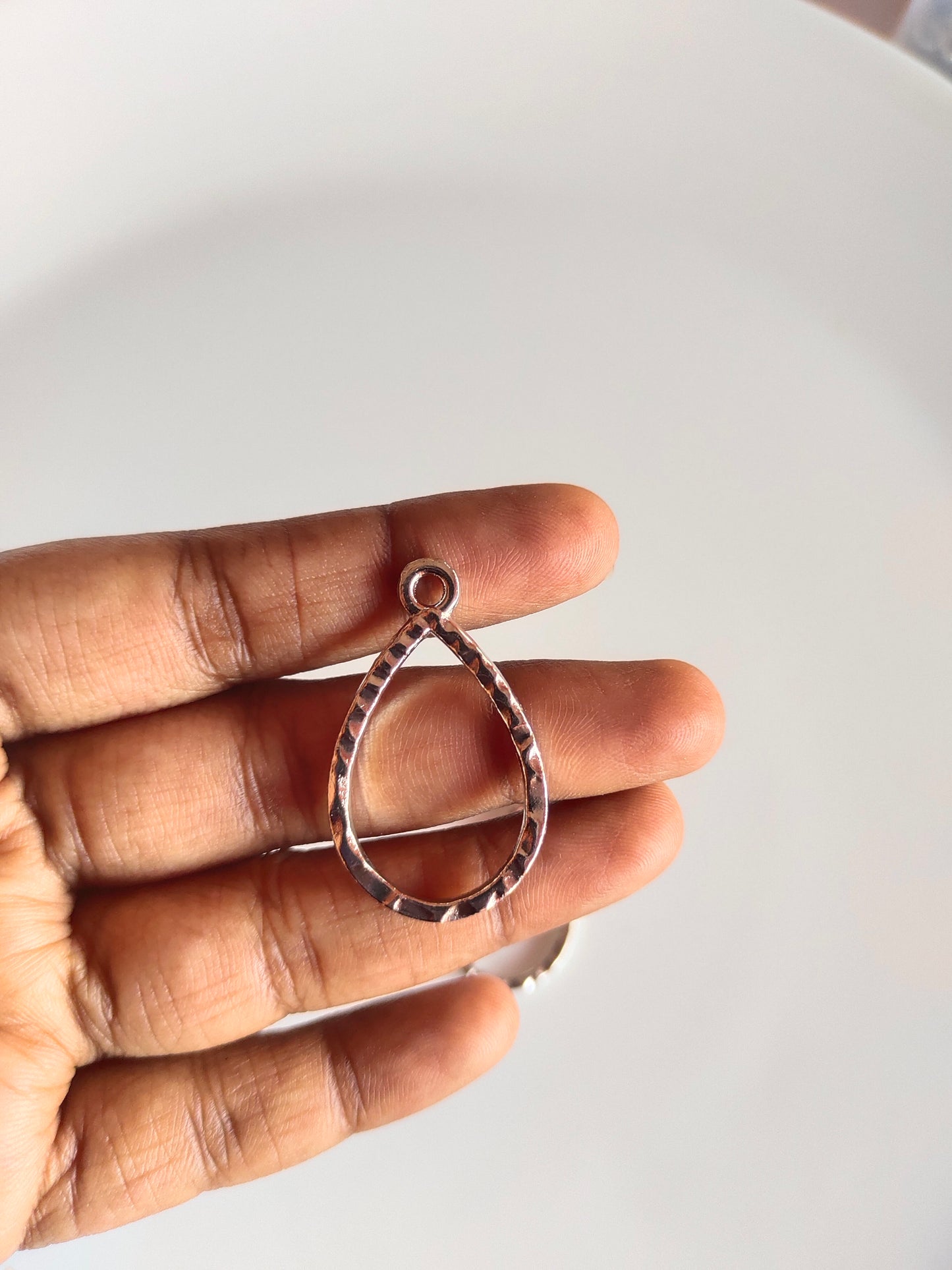 Silver Drop Hammered Bezel - 1 Piece
