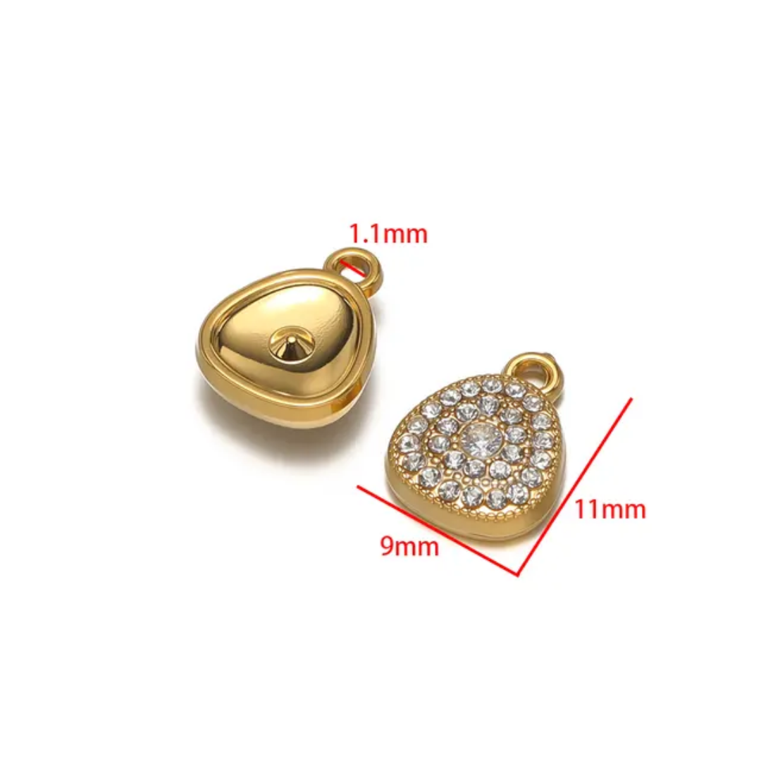 Curved Triangle Zircon SS 18k Gold PVD Plated Charm - 1 Piece