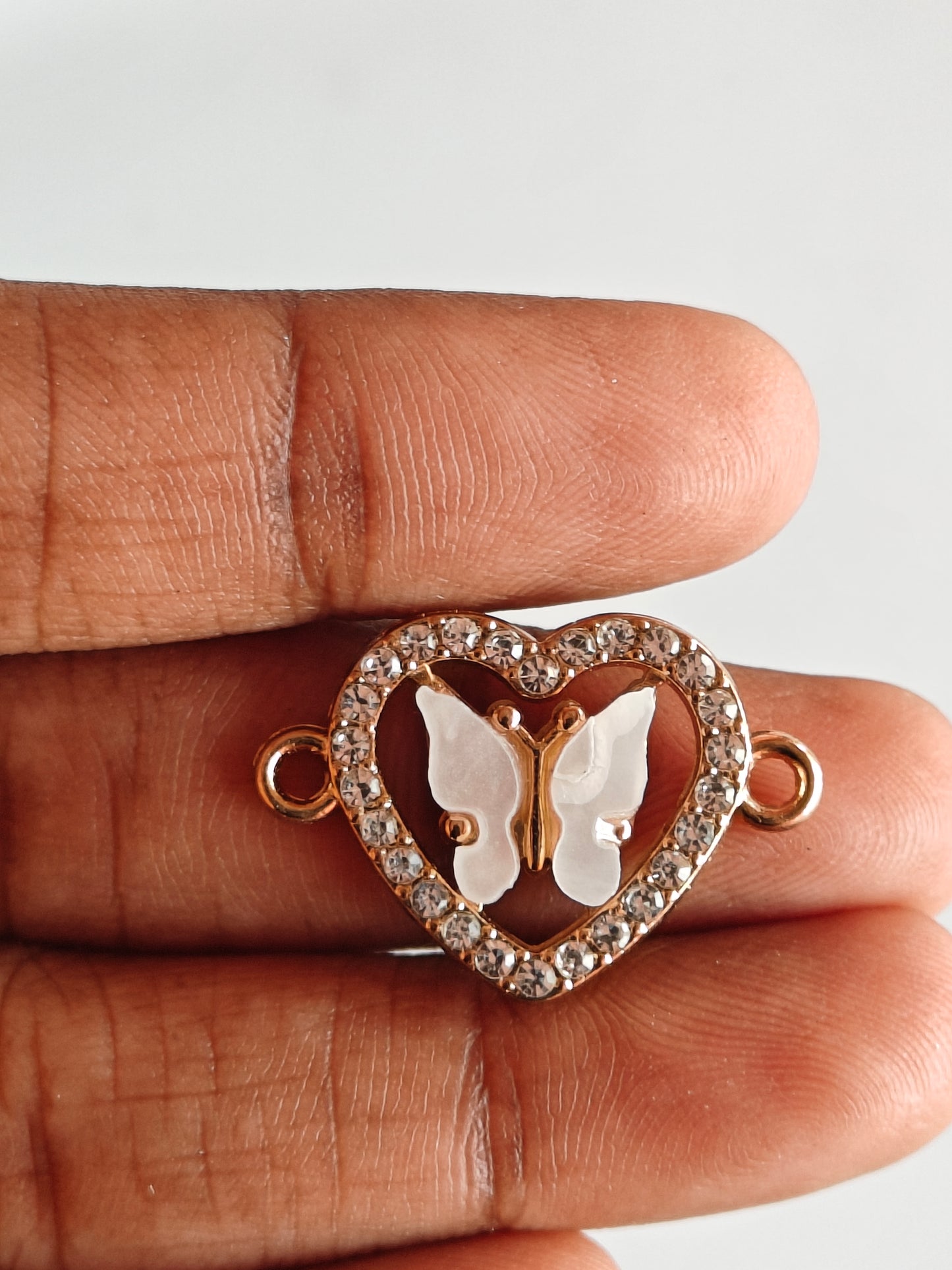 Stone Heart Butterfly Charm - 1 Piece