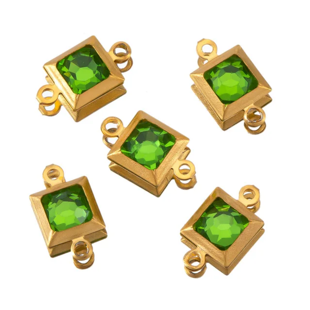 ZC Square Connector Charm - 18k Gold PVD Plated Stainless Steel - Anti Tarnish  - 1 Piece