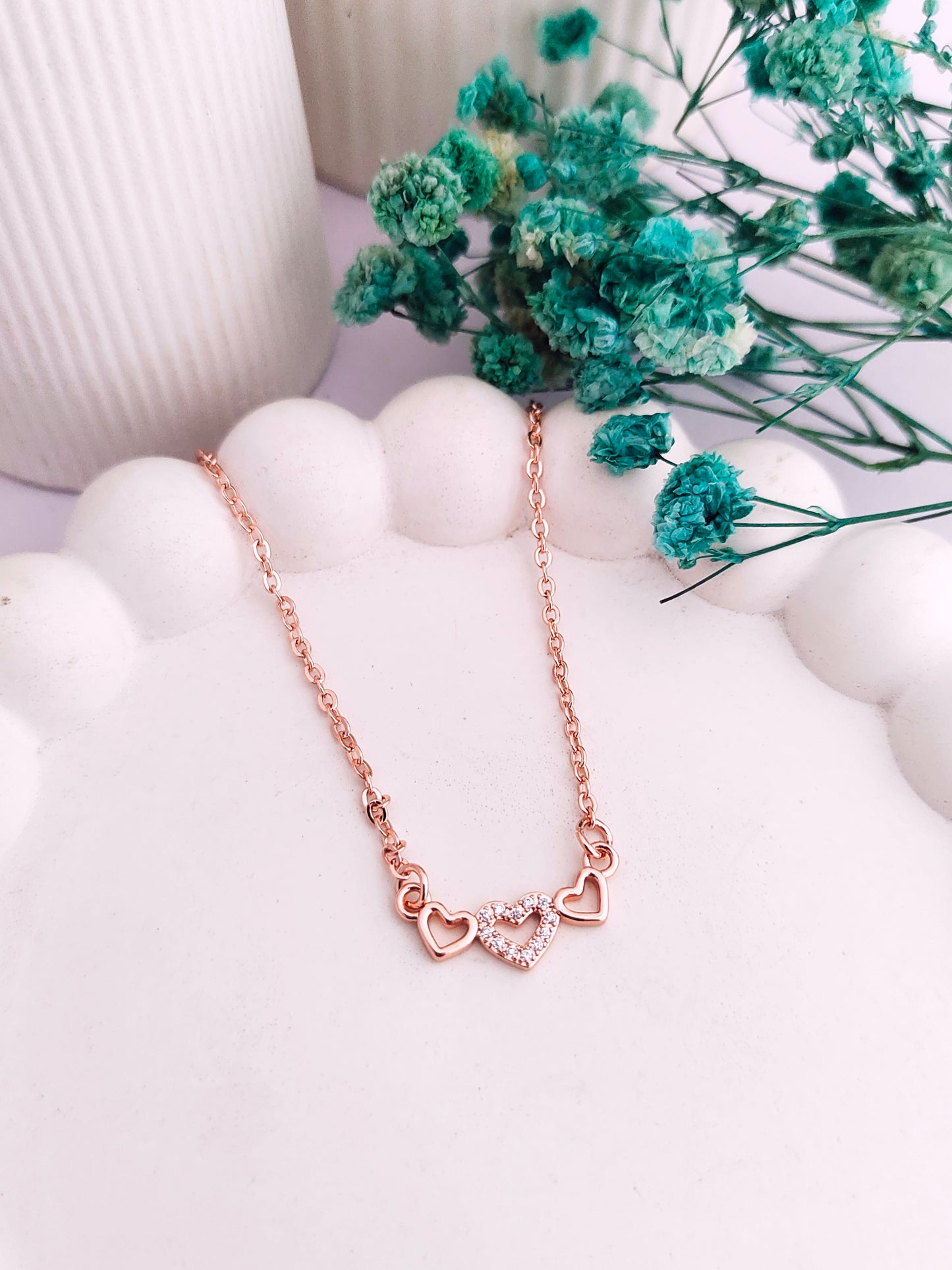 Tri-Heart Dainty Necklace