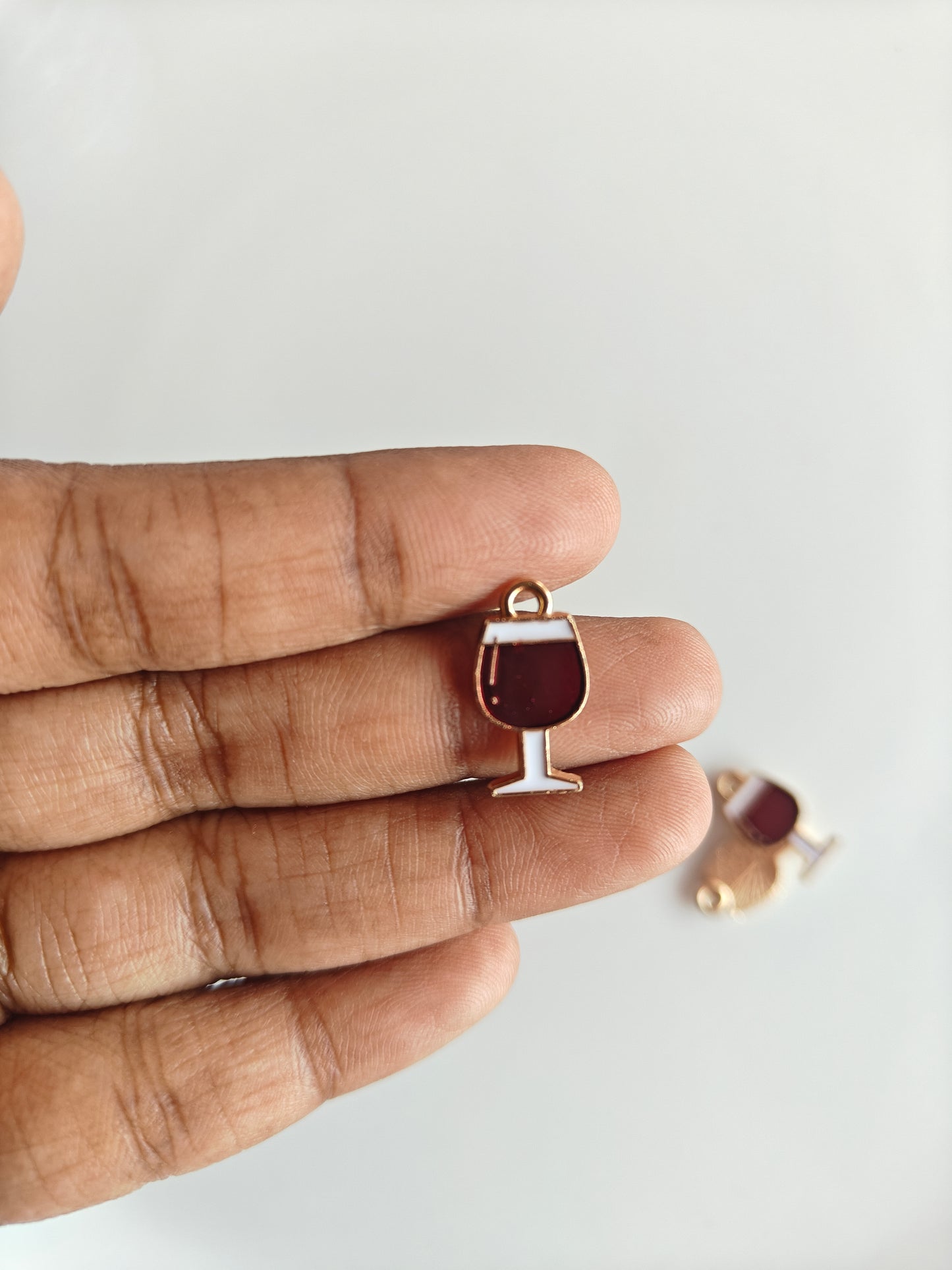 Wine Glass Enamel Charm - 1 Piece