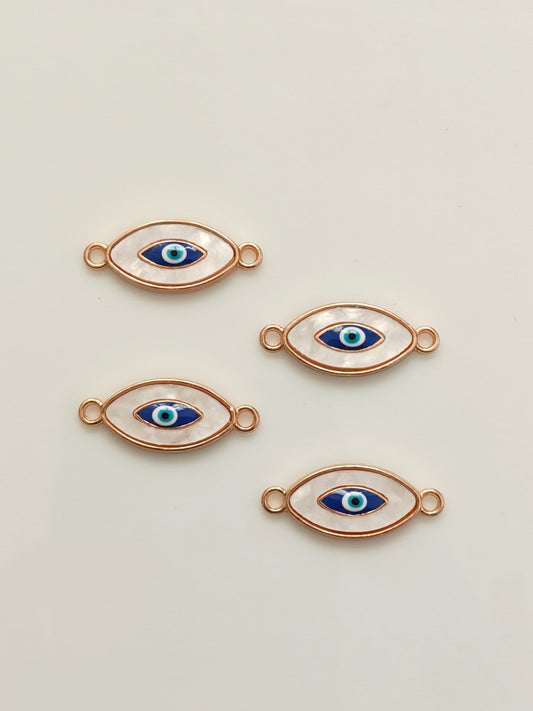 Evil Eye Enamel Connector Charm - 1 Piece