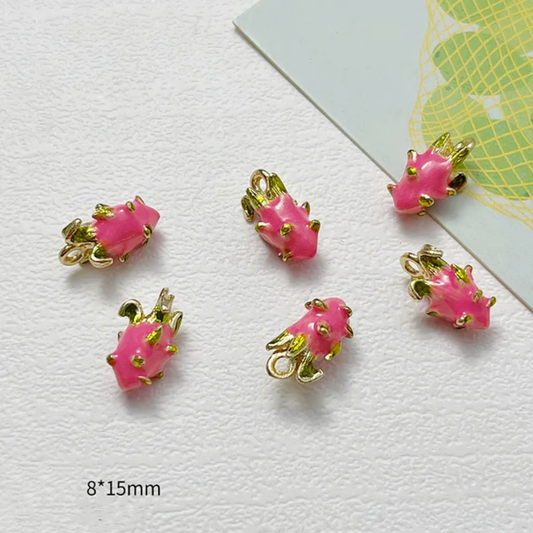 Dragon Enamel Fruit 14k Gold Plated Charm - 1 Piece - Anti Tarnish