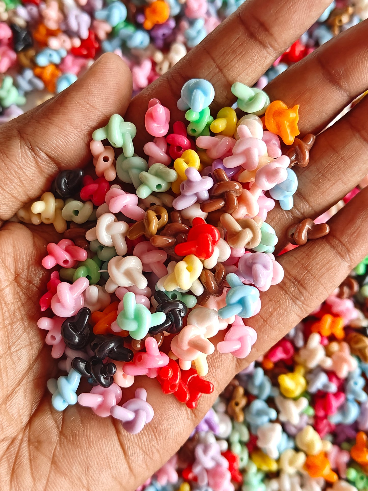 Acrylic Multicolor Knot Spacer Beads - 20g