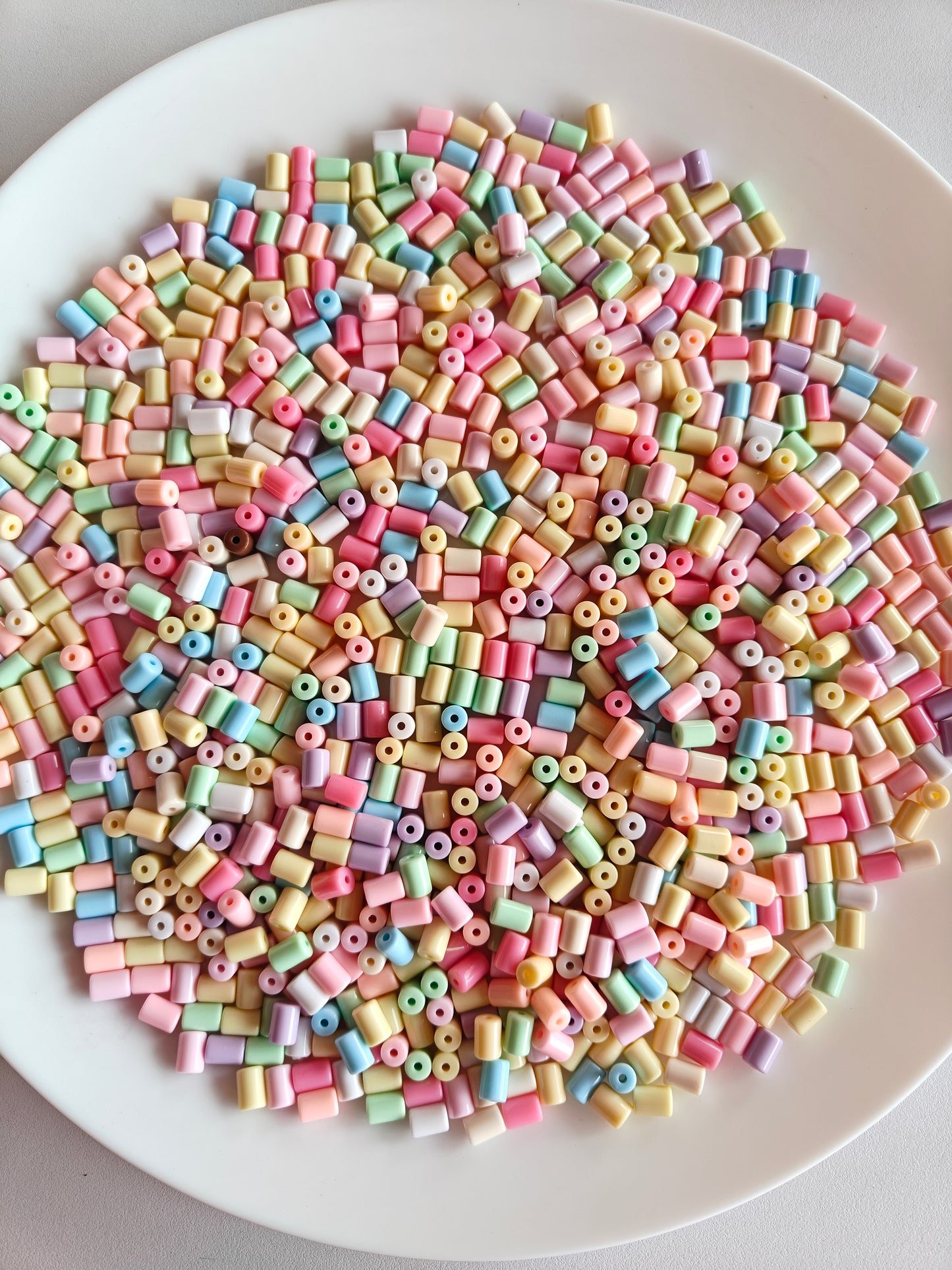 Acrylic Pastel Tube Spacer Beads - 20g