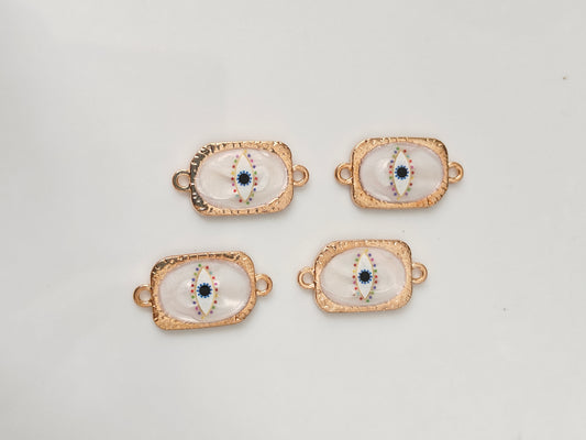 Rectangle Evil Eye Connector Charm - 1 Piece
