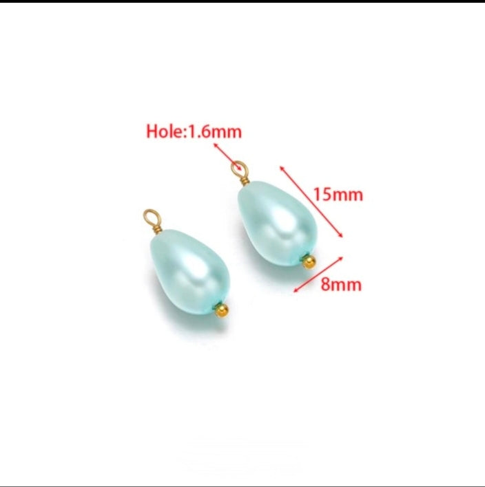 Blue Drop Pearl Charm - 1 Piece