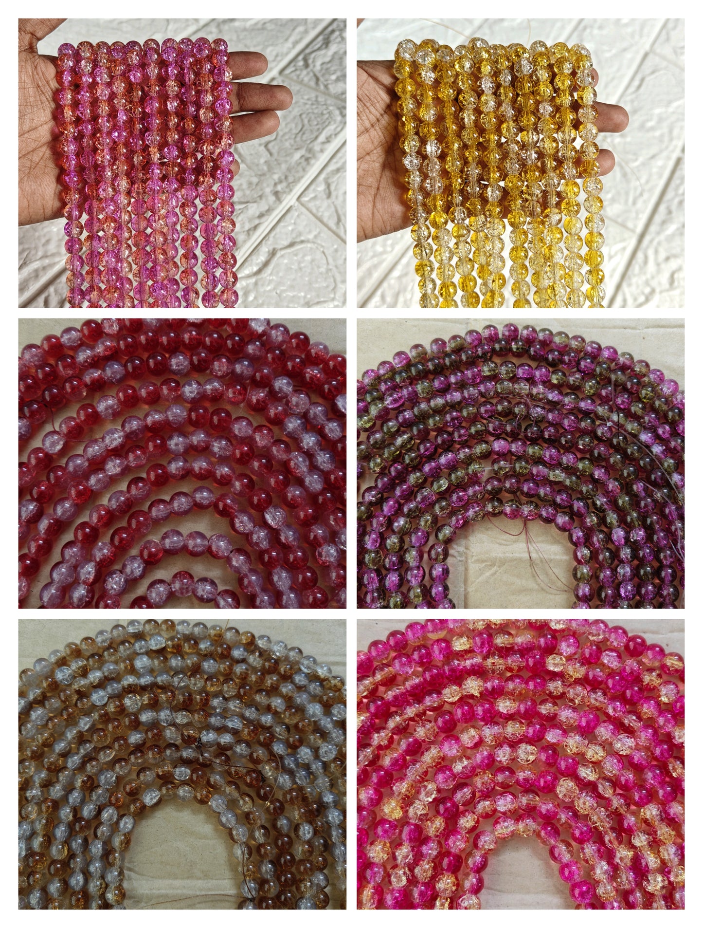 Crackle Beads 8mm - Mix of any 10 strings