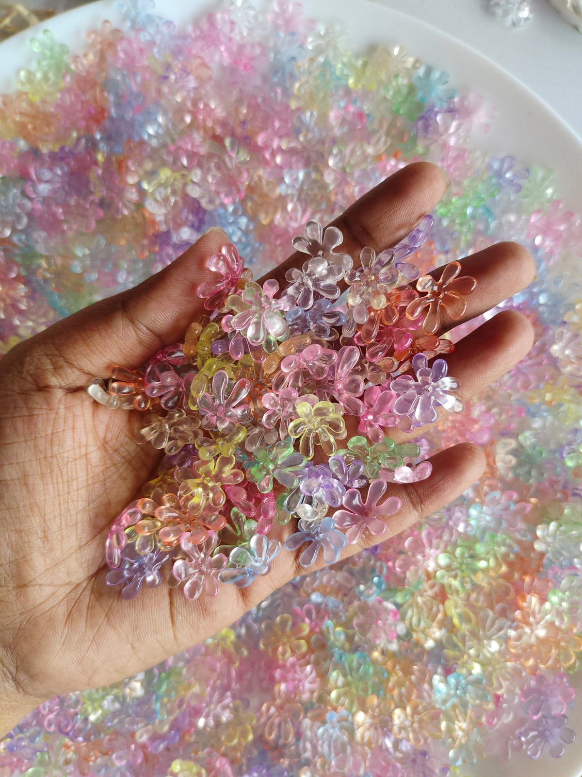 Transparent Flower Charms 20g