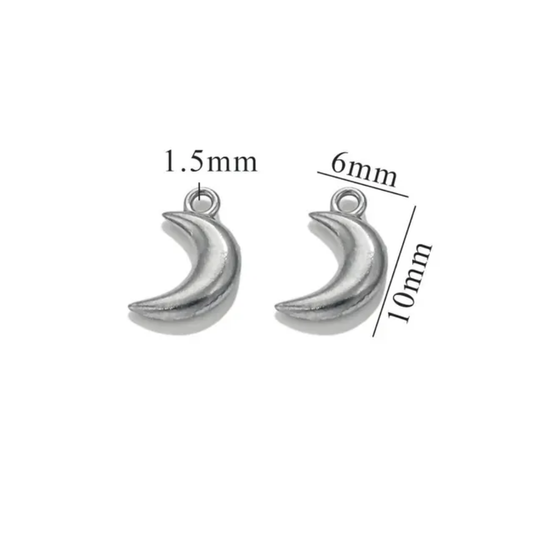 Mini Crescent Bubble Stainless Steel Charm - 1 Piece