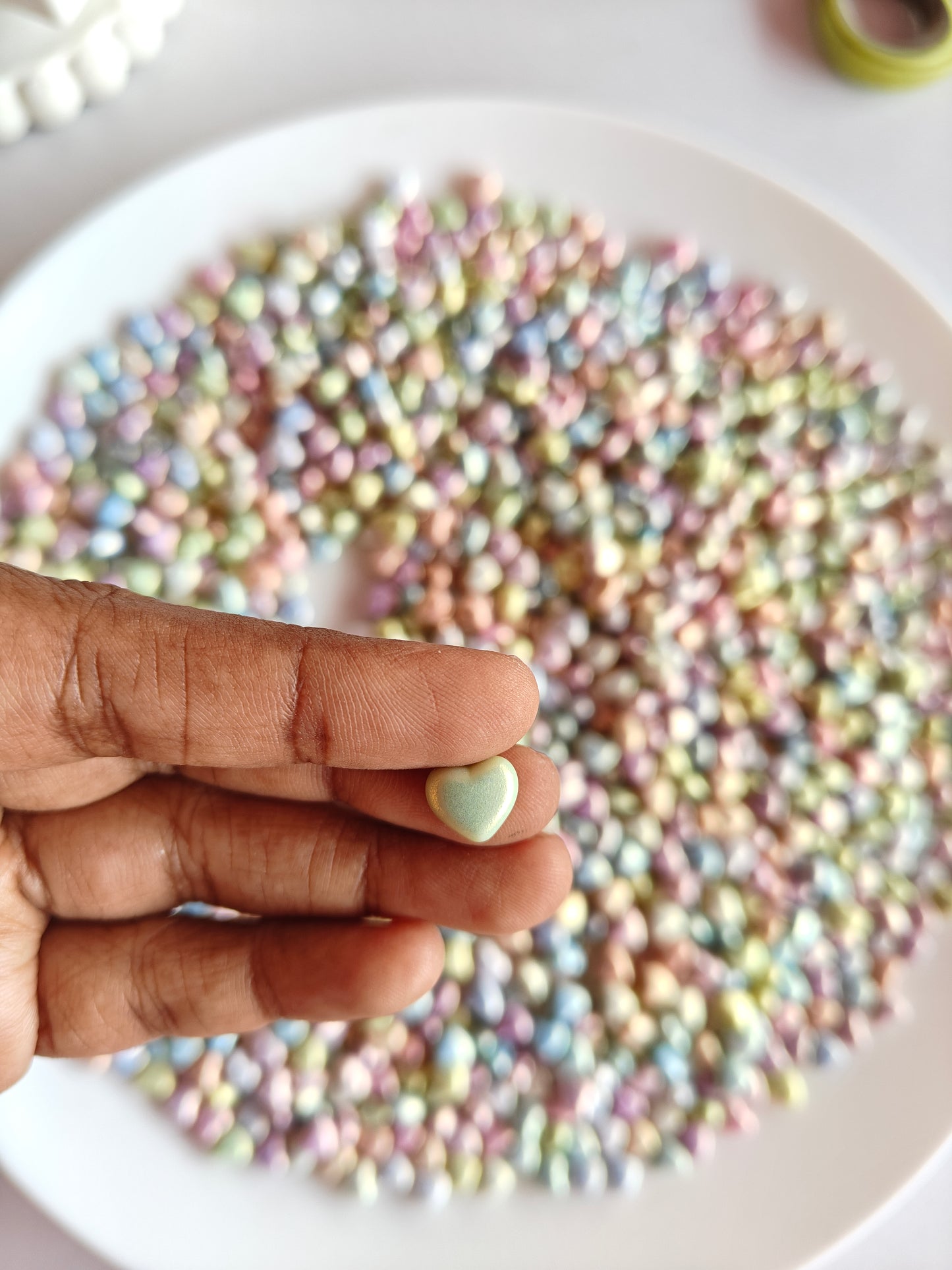Multicolor Metallic Heart Spacer Beads - 20g