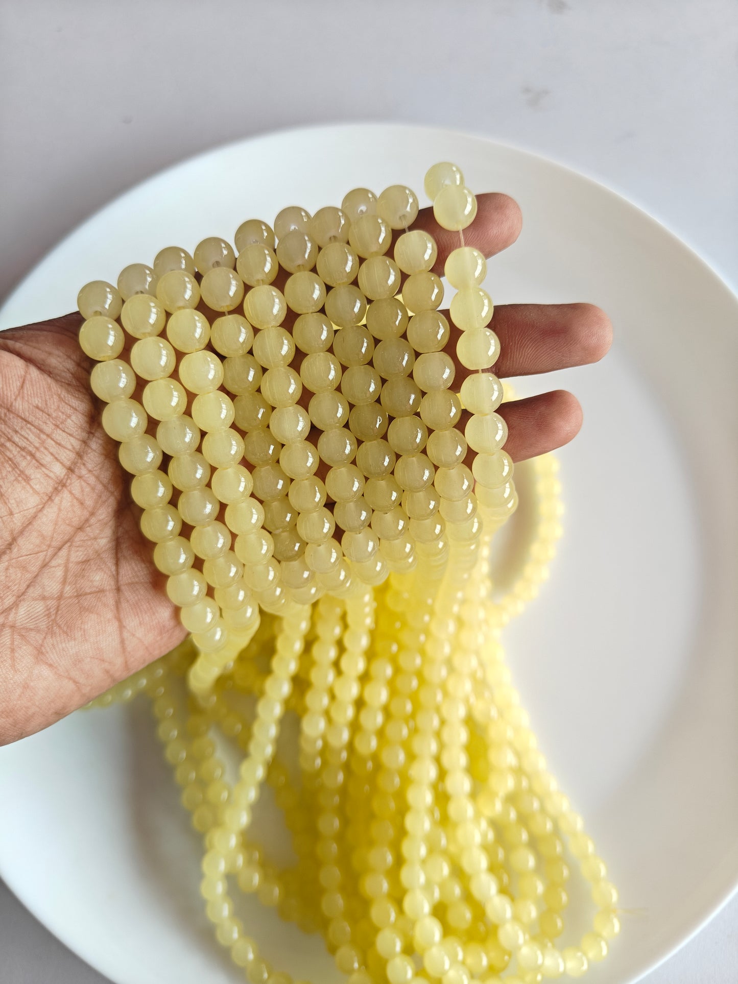 Jelly Beads 8mm Lemon Yellow - approx. 100 beads