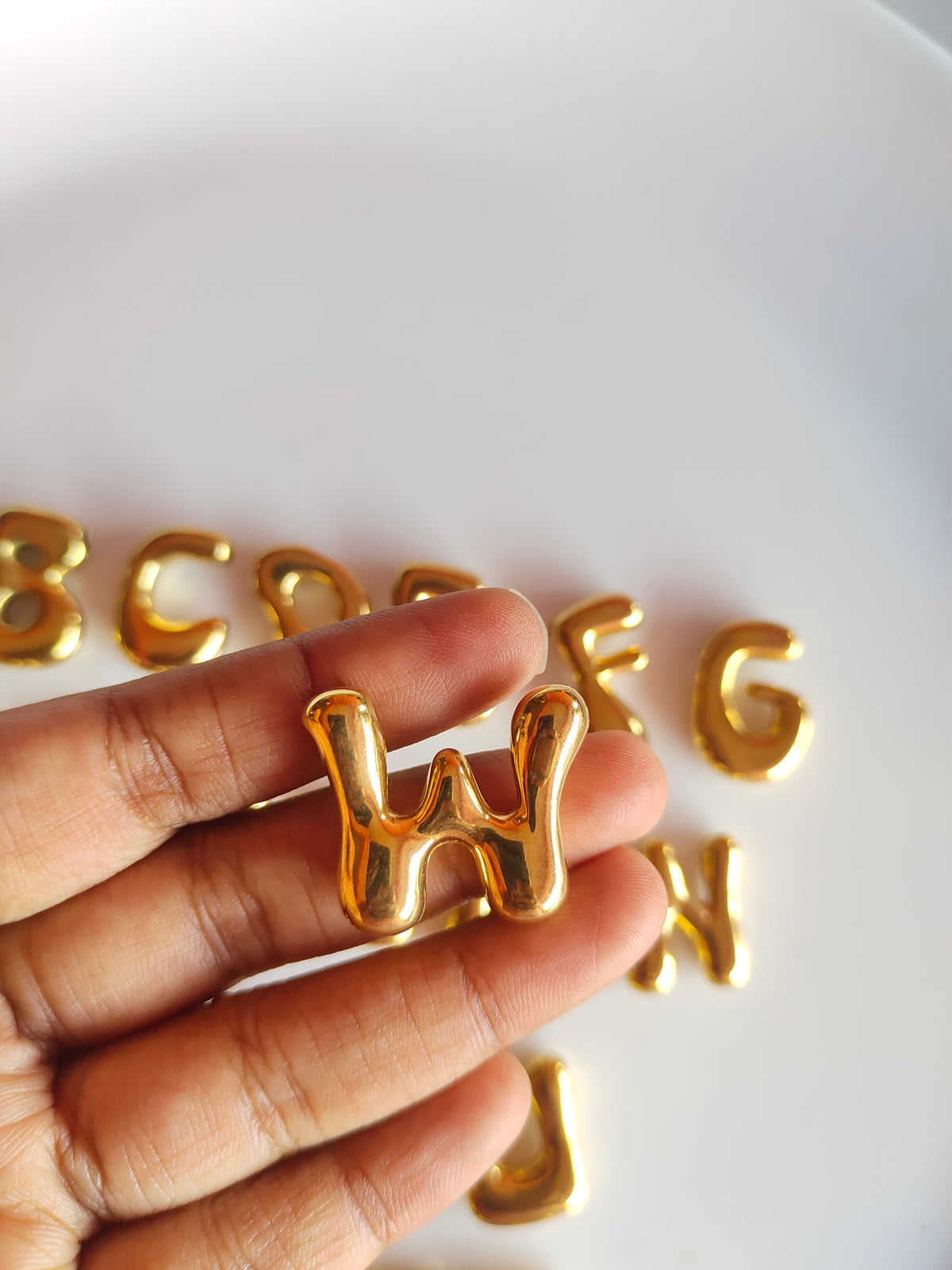 Bubble Alphabet SS 18k Gold PVD Plated Bead Charm - 1 Piece - Anti Tarnish