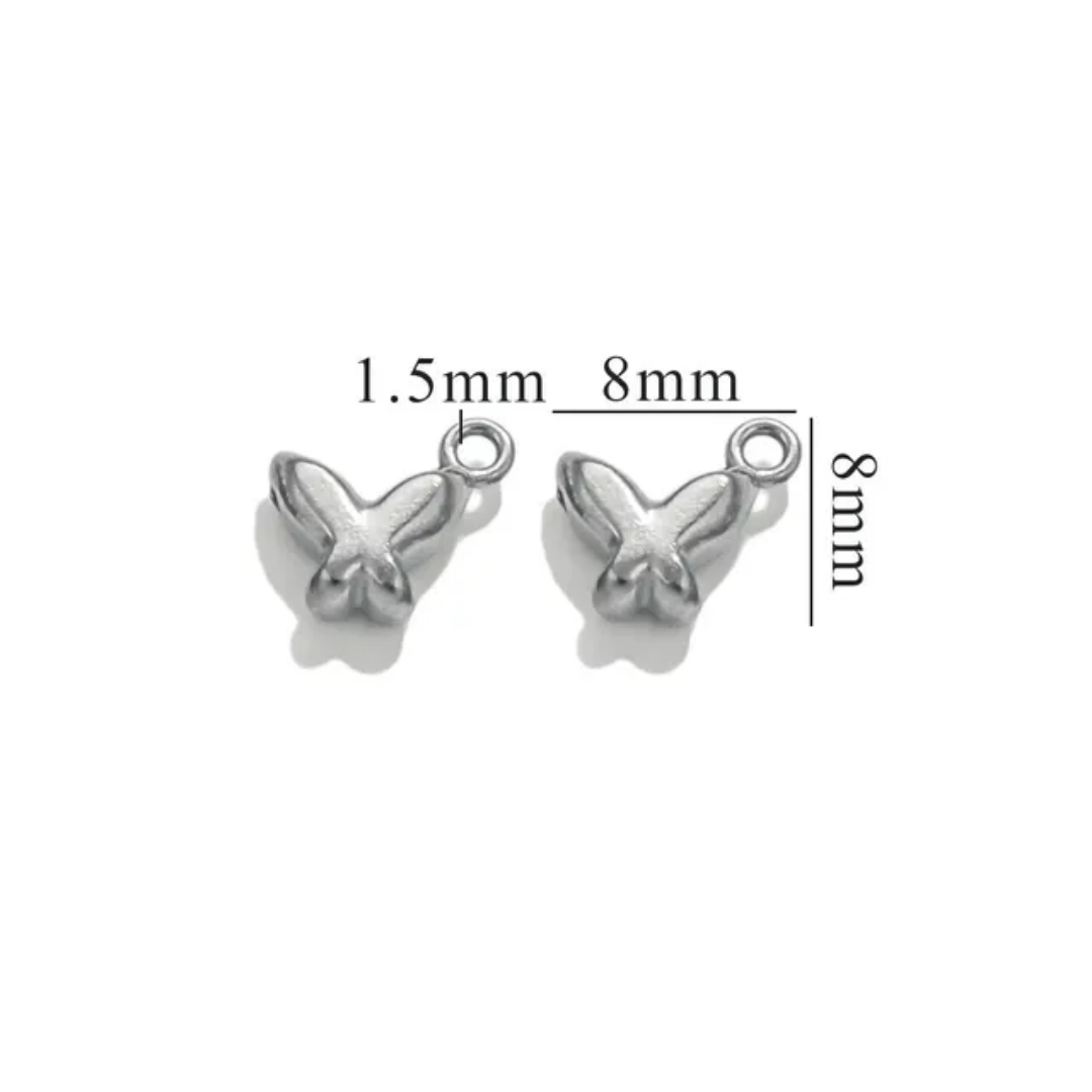 Mini Butterfly Bubble Stainless Steel Charm - 1 Piece