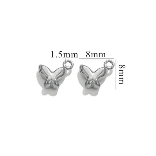 Mini Butterfly Bubble Stainless Steel Charm - 1 Piece