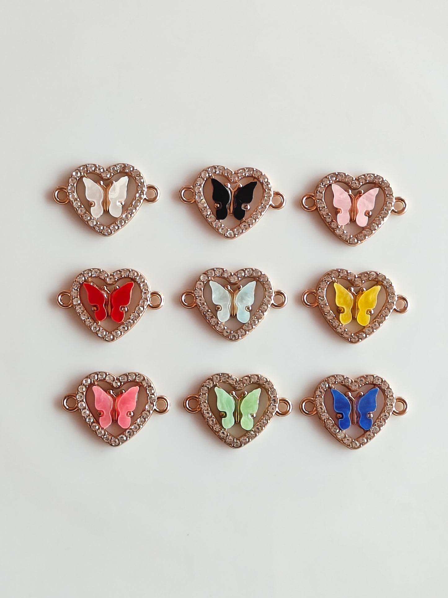 Stone Heart Butterfly Charm - 1 Piece