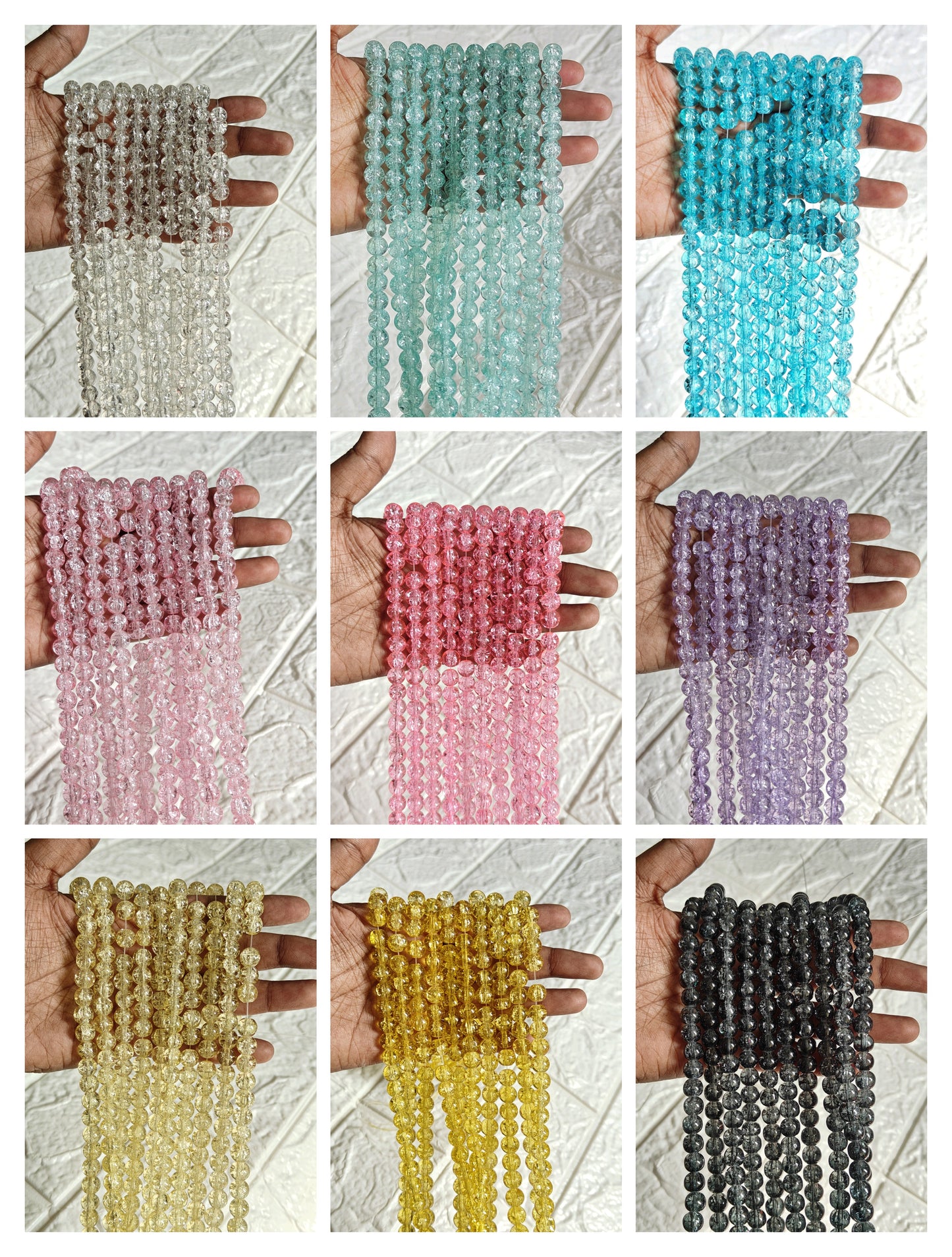 Crackle Beads 8mm - Mix of any 10 strings