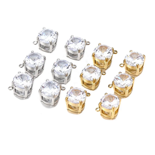 7mm Round Zircon Solitaire Pendant Charm - 1 Piece