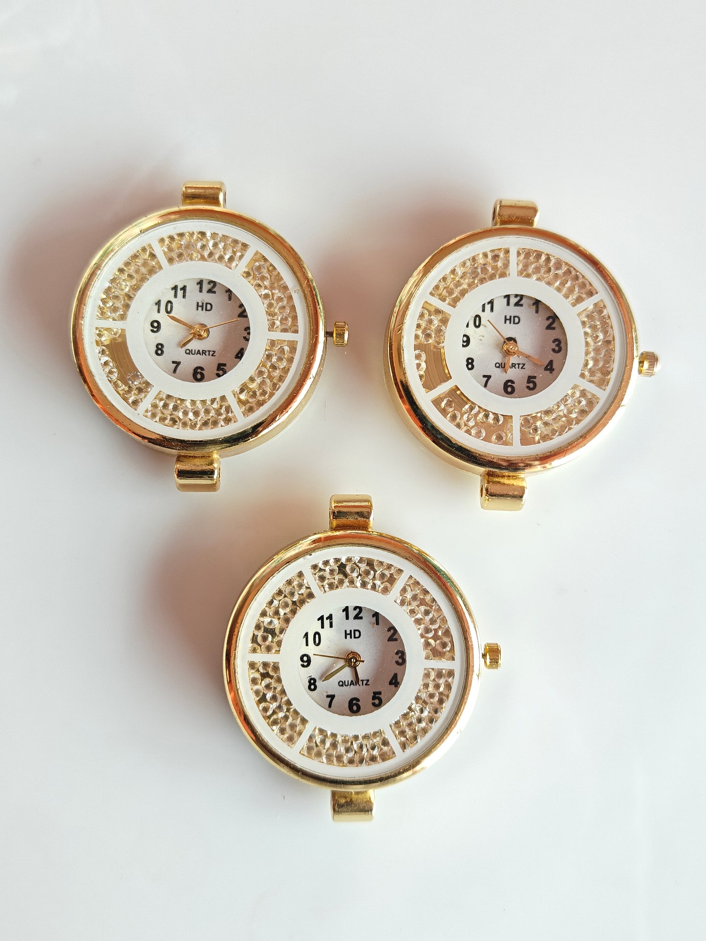 Golden Round Movable Rhiny Stone Watch Dial - 1 Piece