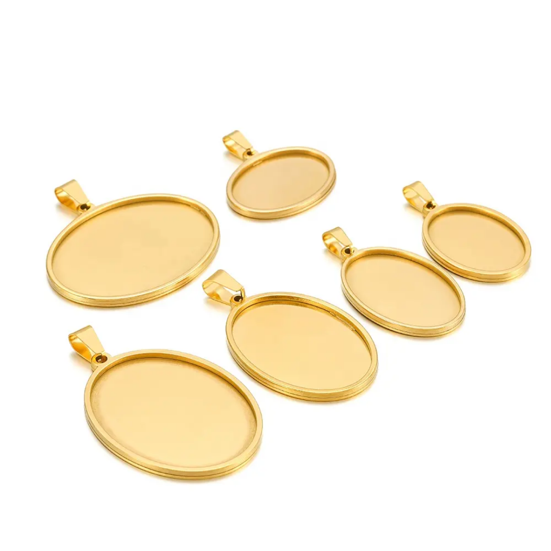 Oval Cabochon 18*25mm Base SS 18k Gold PVD Plated - 1 Piece