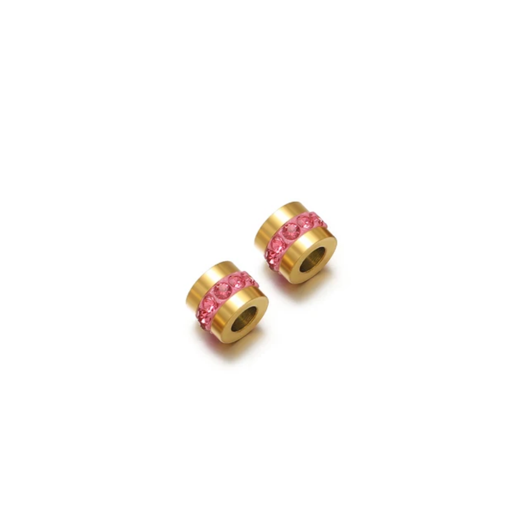 Mini Zircon Spacer Bead - 18k Gold PVD Stainless Steel - 1 Piece