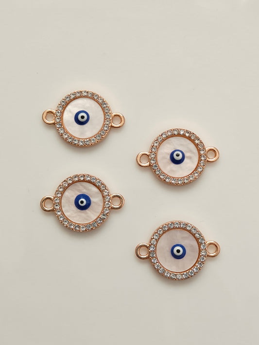 Stoned Round Evil Eye Connector Charm - 1 Piece