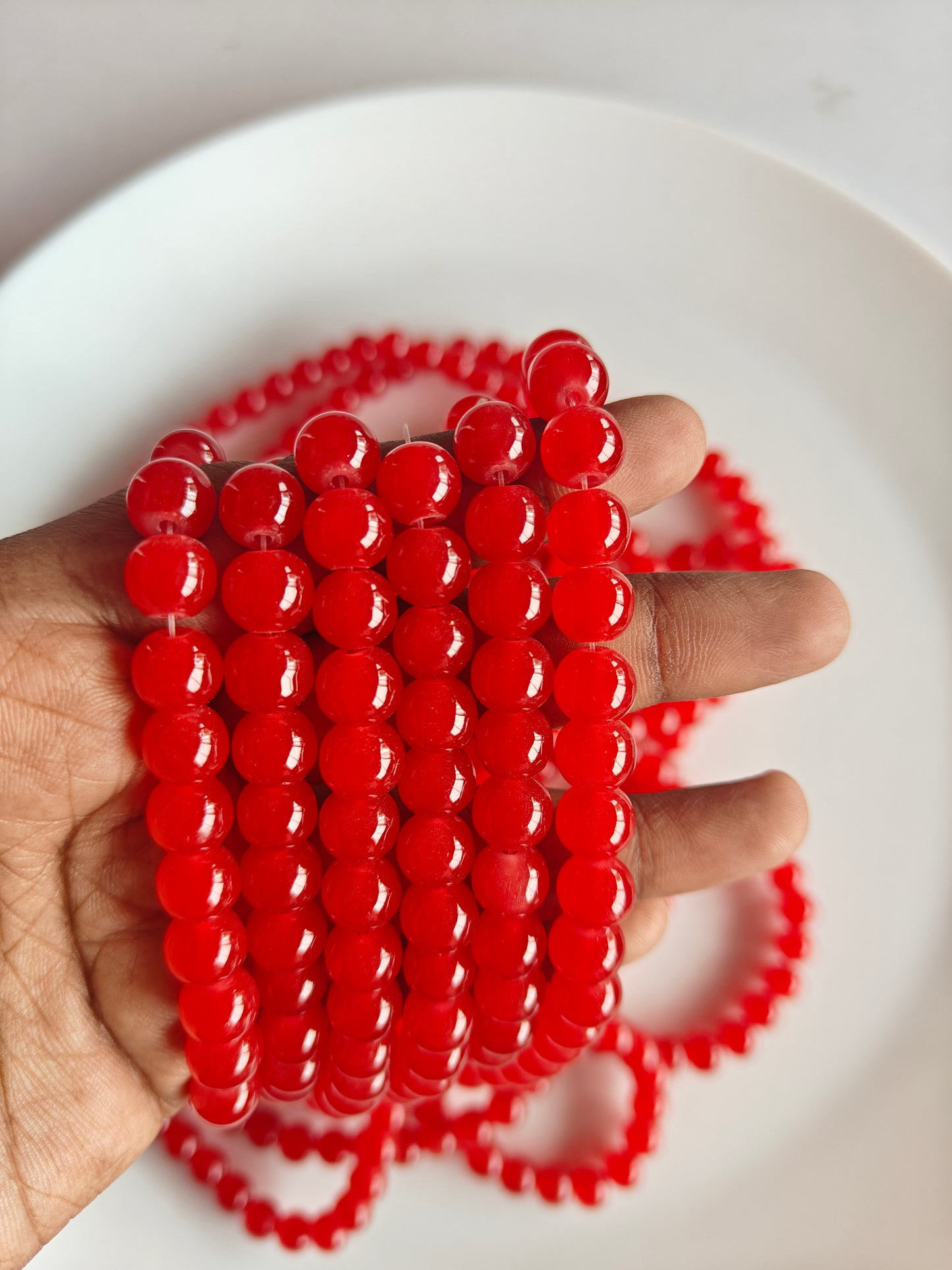Jelly Beads 8mm Red - approx. 100 beads