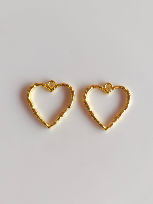 Gold Heart Hammered Bezel - 1 Piece
