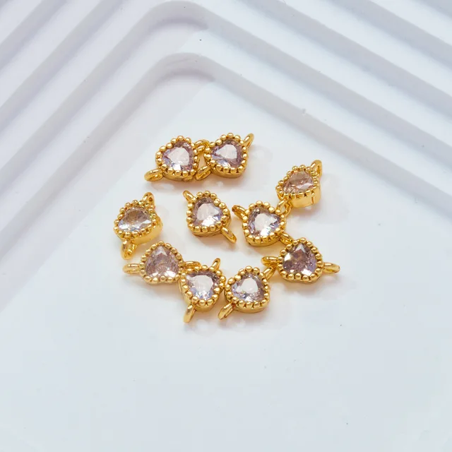 CZ Heart Connector Charm - 1 Piece